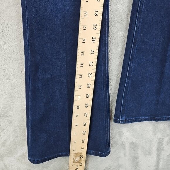 PAIGE Laurel Canyon High Rise Flare Jeans in Manifesto Womens Size 24 Dark Blue - Picture 12 of 16